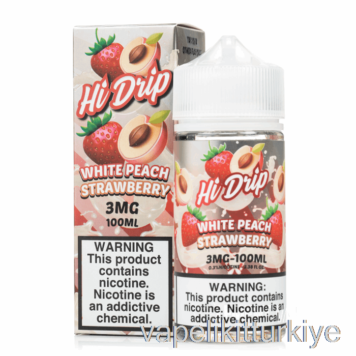 Vape Likit Beyaz şeftali çilek - Hi-drip - 100ml 3mg